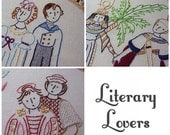 Set of 3 Embroidery Patterns PDF - Literary Lovers - Jane Austen - Shakespeare - Includes Color and Stitch Guide