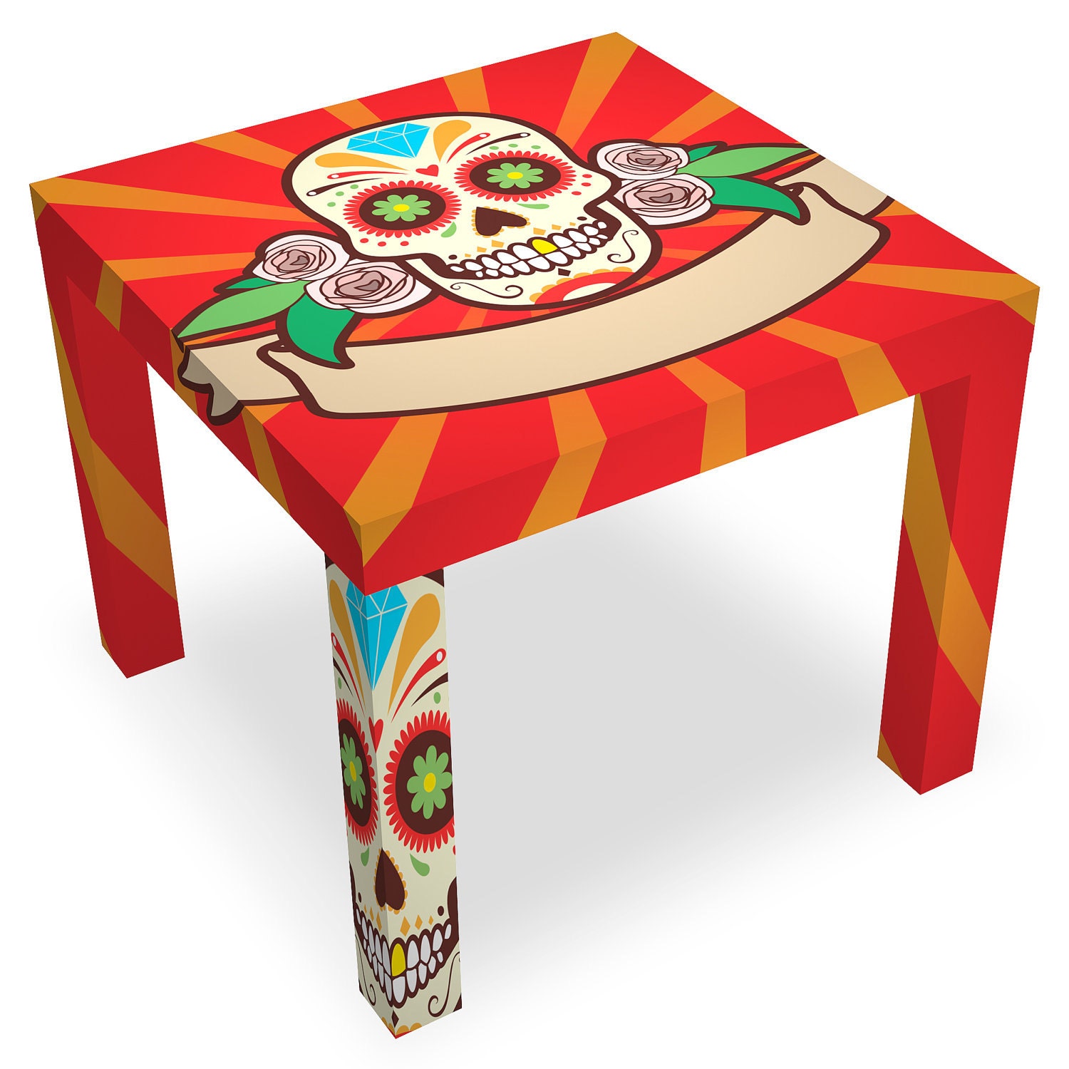 Lucha Libre Skull Table Hot Red with Diamond
