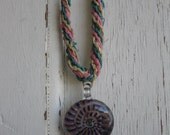 pink and blue blown glass faery swirl hemp necklace