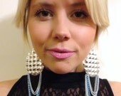 Geometric Earrings / Silver and Blue Chain