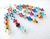 Multicolor crystal stilettos dangle earrings. Crystal earrings. Swarovski jewelry. Rainbow multicolor.