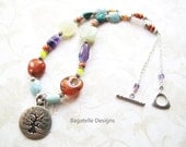 Tree of life necklace. Natural gemstones. Silver pendant. Happy & colorful handmade jewelry in Colorado. Peace and love.
