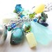 Blue tassel charm pendant necklace with Swarovski crystals & gemstones. Chalcedony. Turquoise.