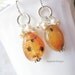 Fall fashion jewelry. Autumn spices. Pumpkin carnelian earrings with creamrose cluster of pearls. Butterscotch
