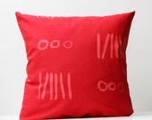 Decorative red pillow cover - pillows case -  16x16 inch size throw pillow from natural cotton fabric