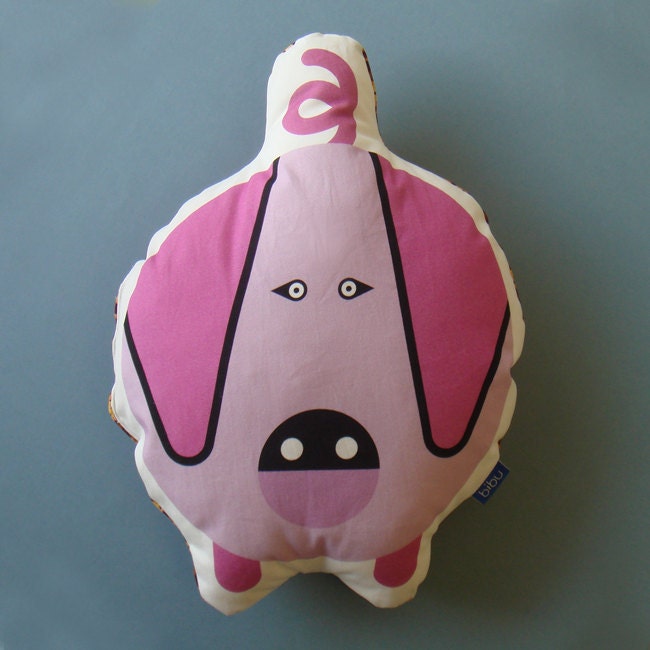 Pig 100% cotton decorative cushion by Bibu