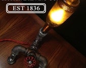 Industrial Brewery Lamp - Bottle Lighting - Steampunk Fixture - Faucet Switch - Table Lamp Furniture