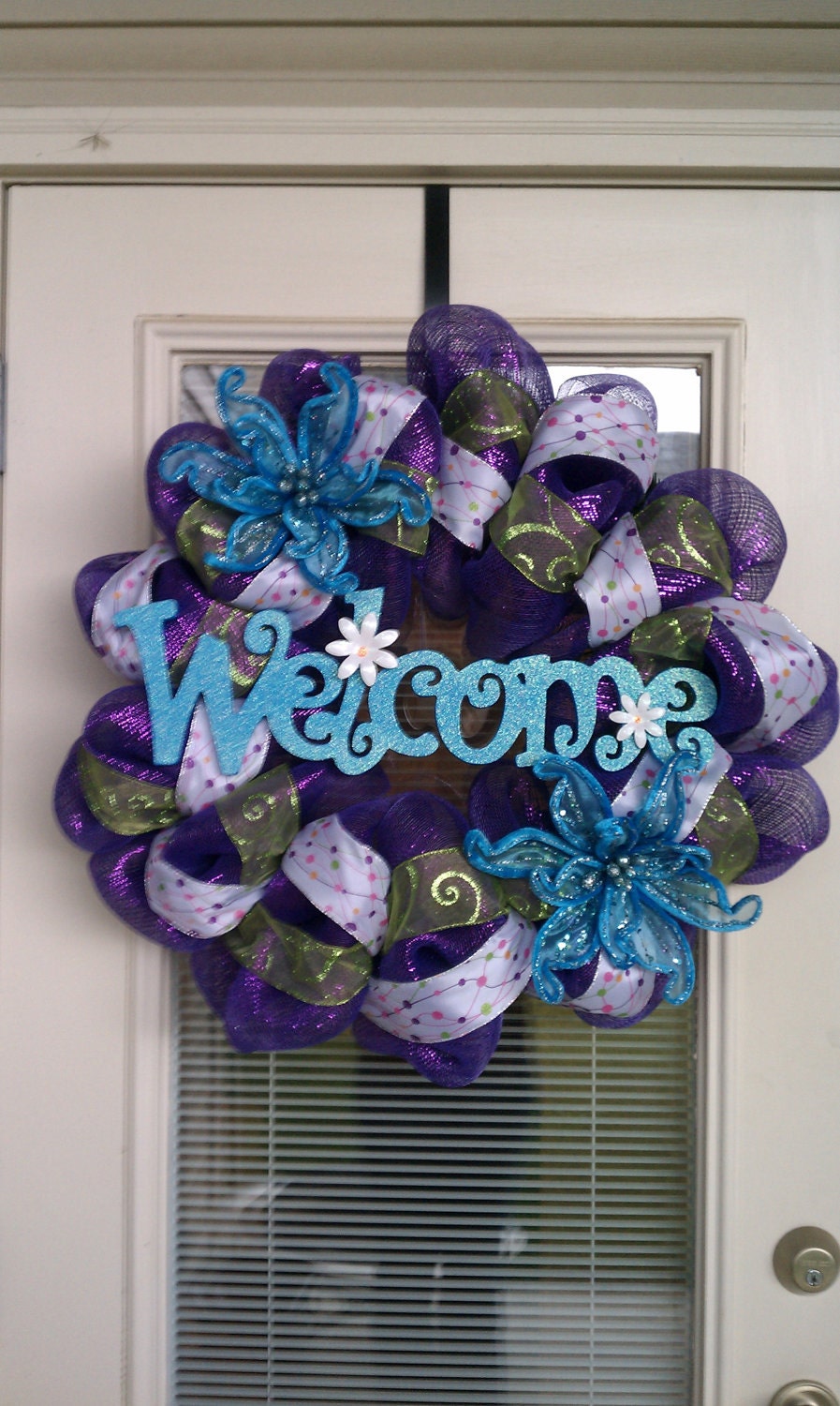 DISCOUNTED Spring Welcome Mesh Deco Wreath