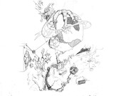Political Statement - Abstract, Surreal, Geometrical sketch. It is ours - but it is theirs. Holistic, omnipotent, we. Drawing. PRINT