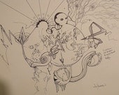 The Mind Wanders - Abstract, Surreal, Geometrical, graffiti, detail, pen, ink, sketch, drawing. PRINT