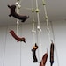 Dressed Up Dachshund Mobile - hand sewn felt stuffed dogs with bow ties, decorative hanging mobile