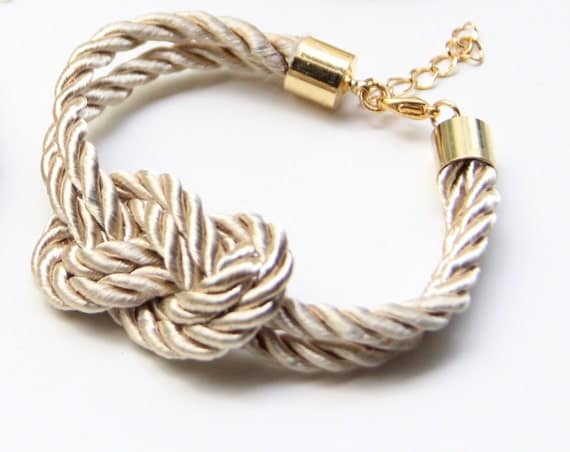 Arm candy - Beige Gold silk Knot Bracelet - 24k gold plated