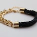 Half and Half: Gold chunky chain and black Silk Bracelet - 24k gold plated