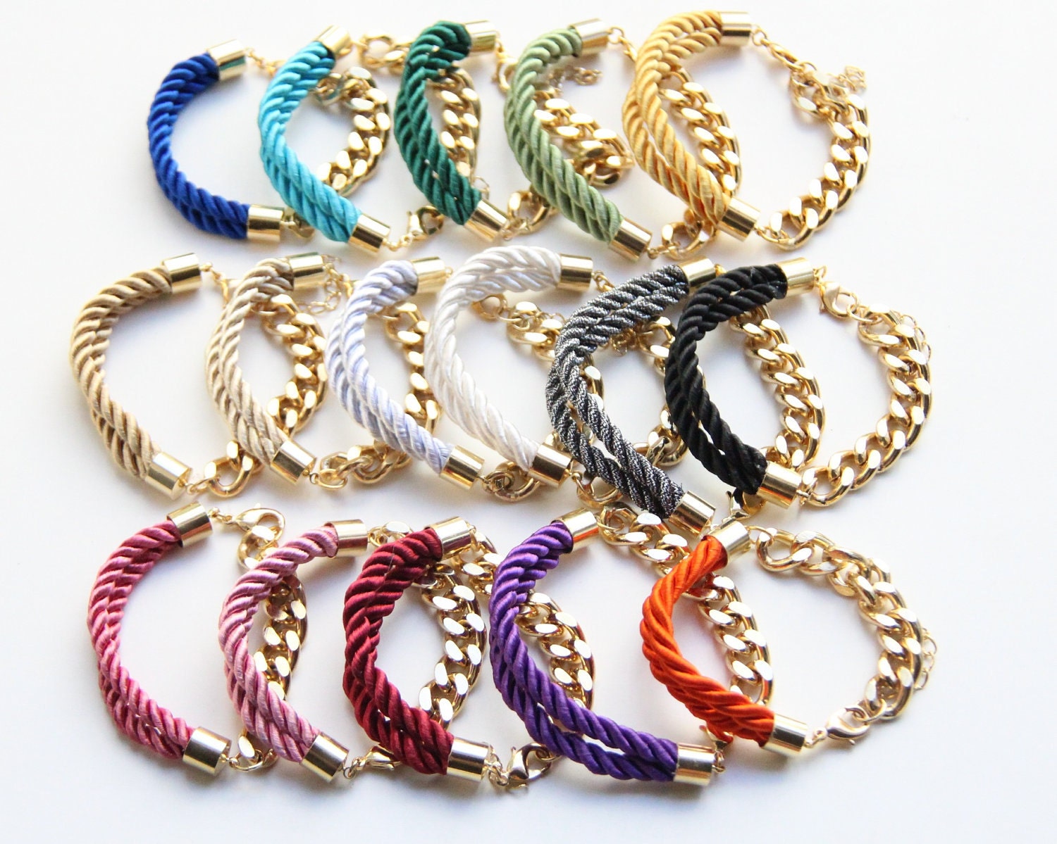 Half and Half: Gold chunky chain and black Silk Bracelet - 24k gold plated