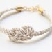 ON SALE: Bridesmaid gift - Small White silk Knot Bracelet - 24k gold plated