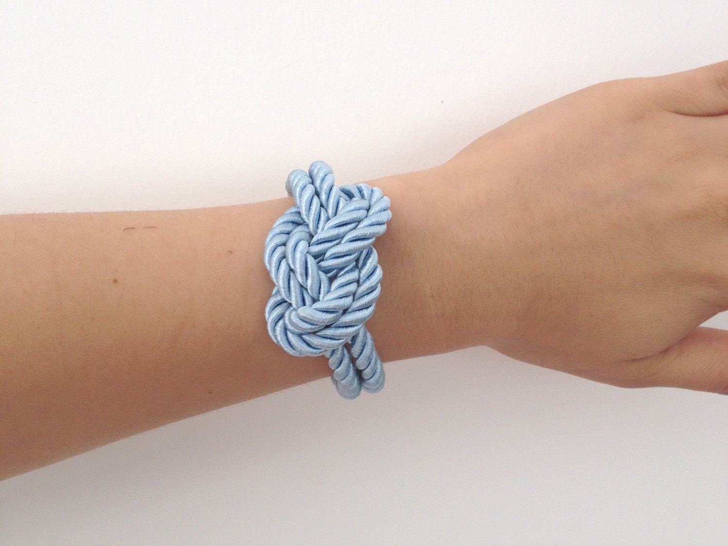 Pale Blue silk cord Bracelet - 24k gold plated