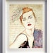 Fashion illustration portrait print vintage art print watercolor painting 8" x 10"