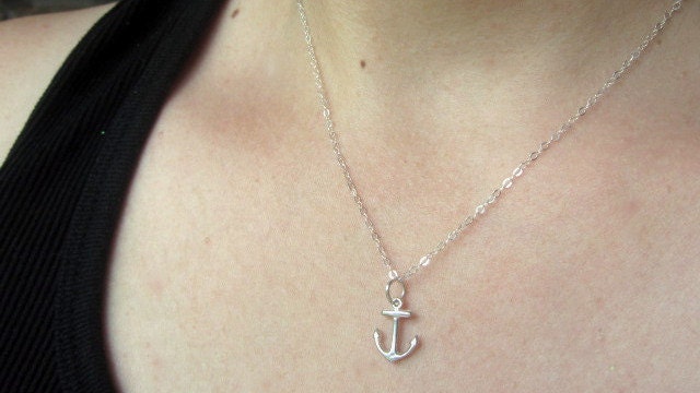 Tiny Sterling Silver Anchor Necklace