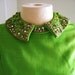 Vintage 60s cocktail dress in lime green/ bejeweled collar