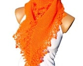 Discount sale,,Orange, Hand Knit, woman scarf. Personalized Design. Latest Fashion. scarf, neckwarmer, scarflette...