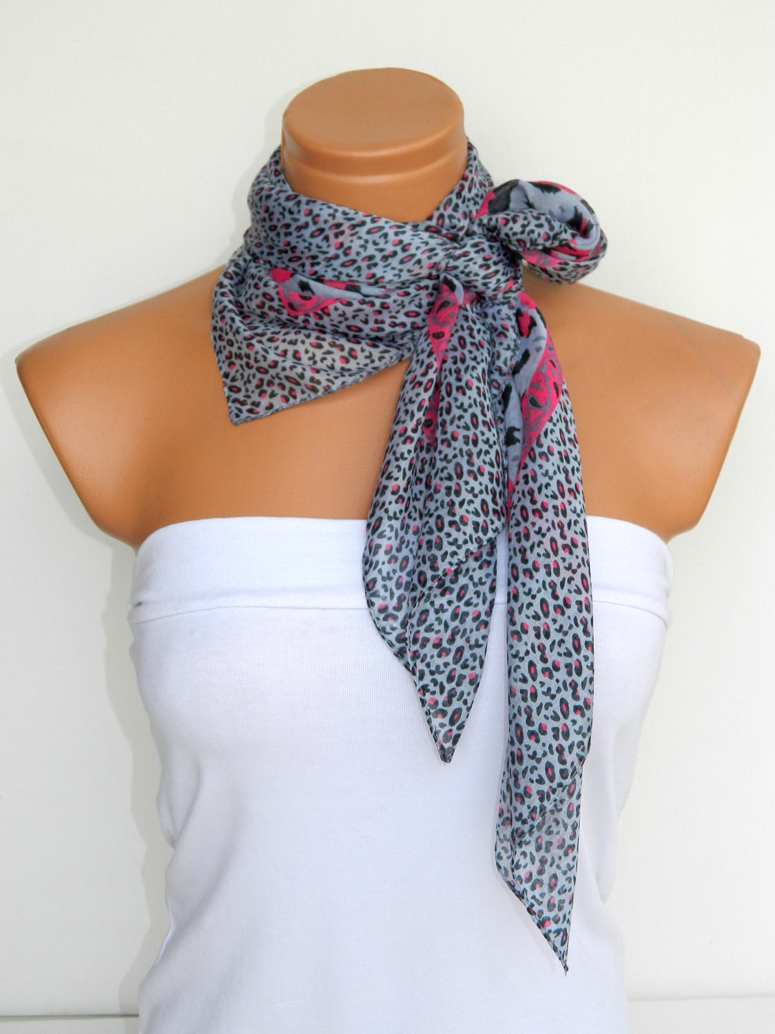 Gray Pink Multicolor leopard pattern Turkish Yemeni  Scarf ..bridal,scarf,authentic, romantic, elegant, fashion, personalized design...