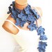 Pastel Blue Hand made crochet Flower Lariat Scarf. Fashion Flower Scarves, Necklace...