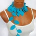 Handmade Crochet ivy, aqua turquoise ivy leafs Lariat Scarf. Fashion Flower Scarves, Necklace...