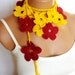 Yellow, Red, crochet Flower Scarves. Fashion Flower Scarves, Necklace...