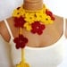 Yellow, Red, crochet Flower Scarves. Fashion Flower Scarves, Necklace...
