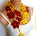 Yellow, Red, crochet Flower Scarves. Fashion Flower Scarves, Necklace...