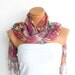 Fabric scarves,Pink Purple Multicolor Scarf. Turkish Fabric Fringed Guipure Scarf.bandana,headband,bridal,authentic, romantic, elegant,