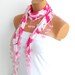 Fuchsia, White flower Scarf. Turkish Chiffon Fabric Fringed Guipure Scarf ..bandana,headband,wedding,bridal,authentic, romantic, elegant,