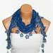 Personalized Design Blue Scarf. Turkish Fabric Fringed Guipure Scarf ..bandana,headband,wedding,bridal,authentic, romantic,