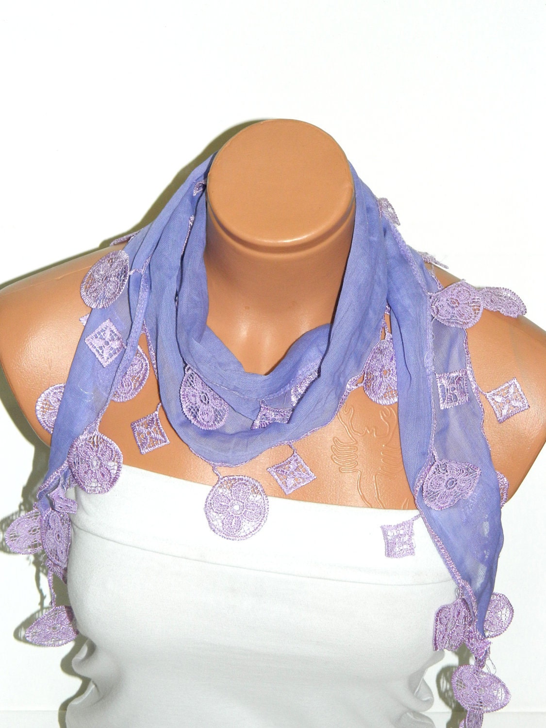 Personalized Design lilac Scarf. Turkish Fabric Fringed Guipure Scarf ..bandana,headband,wedding,bridal,authentic, romantic, elegant,