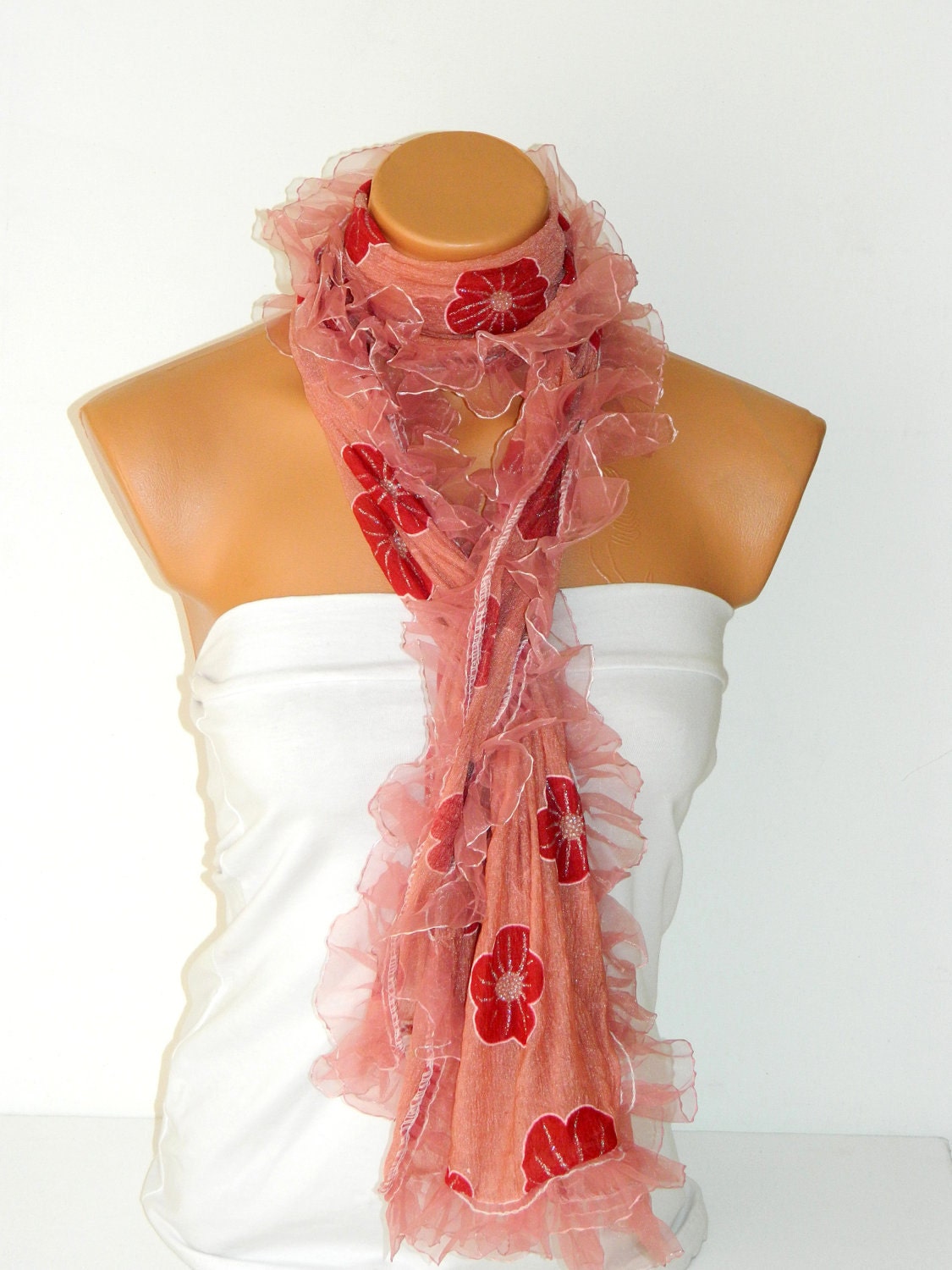 summer fashion shawl, scarves. white Frilly, fancy flower pattern sim. wedding,bridal,authentic, romantic, elegant