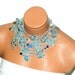 Crochet,gray, multicolor inlaid stones Flower Lariat Scarf. Fashion Flower Scarves, Necklace...