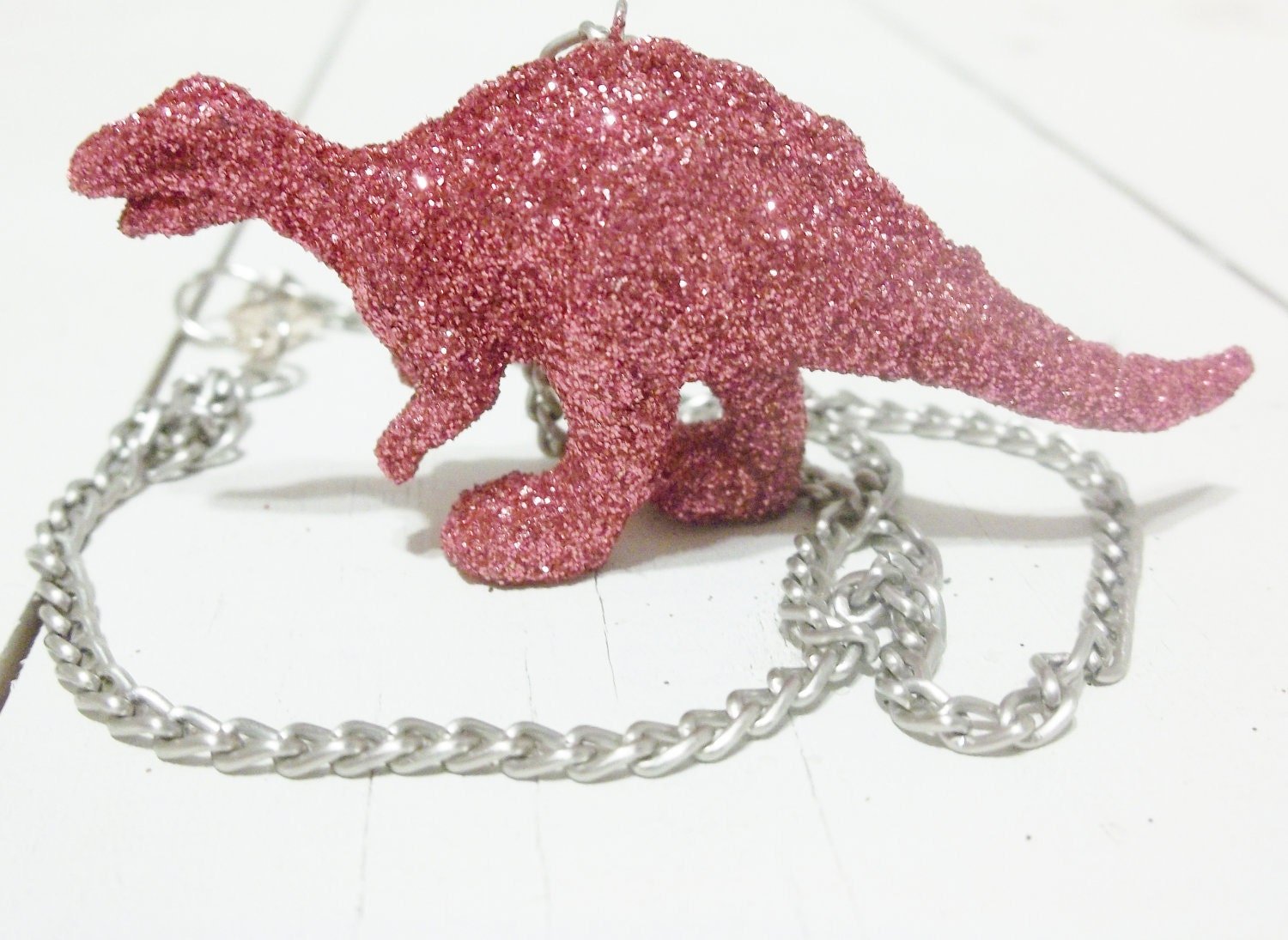 Glitter Dinosaur Necklace in Pink -RaWr-