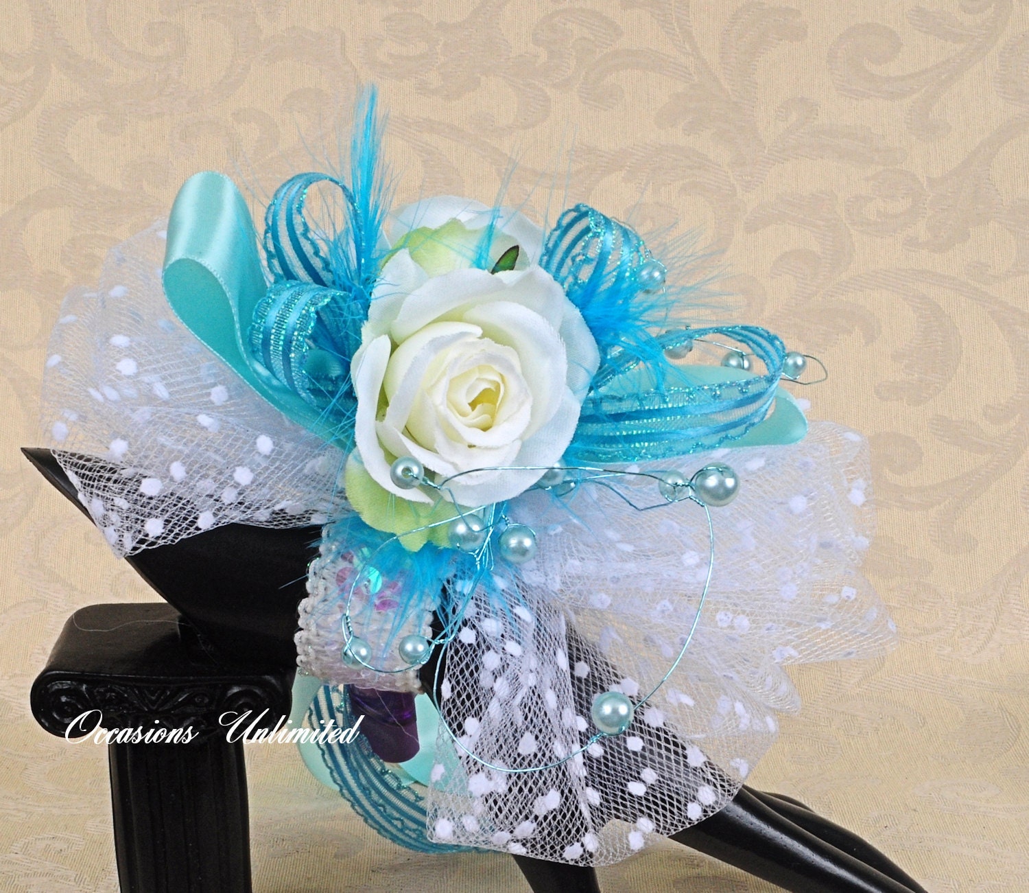 blue prom corsage