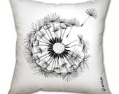Designer pillow cushion with an Oduvan (dandelion) print (insert included)