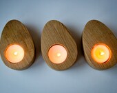 Candle holder - droplets of ash tree - set of three candle holders made out of salvaged ash tree