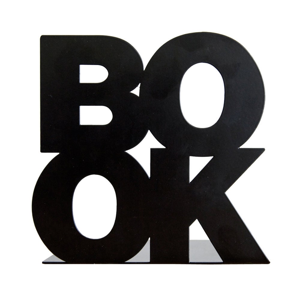 Modern stylish bookend BookOne black or white powder coated laser cut metal thick enough to hold books