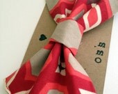 Handmade Fabric Hair Bow Clip - Red Kaleidoscope