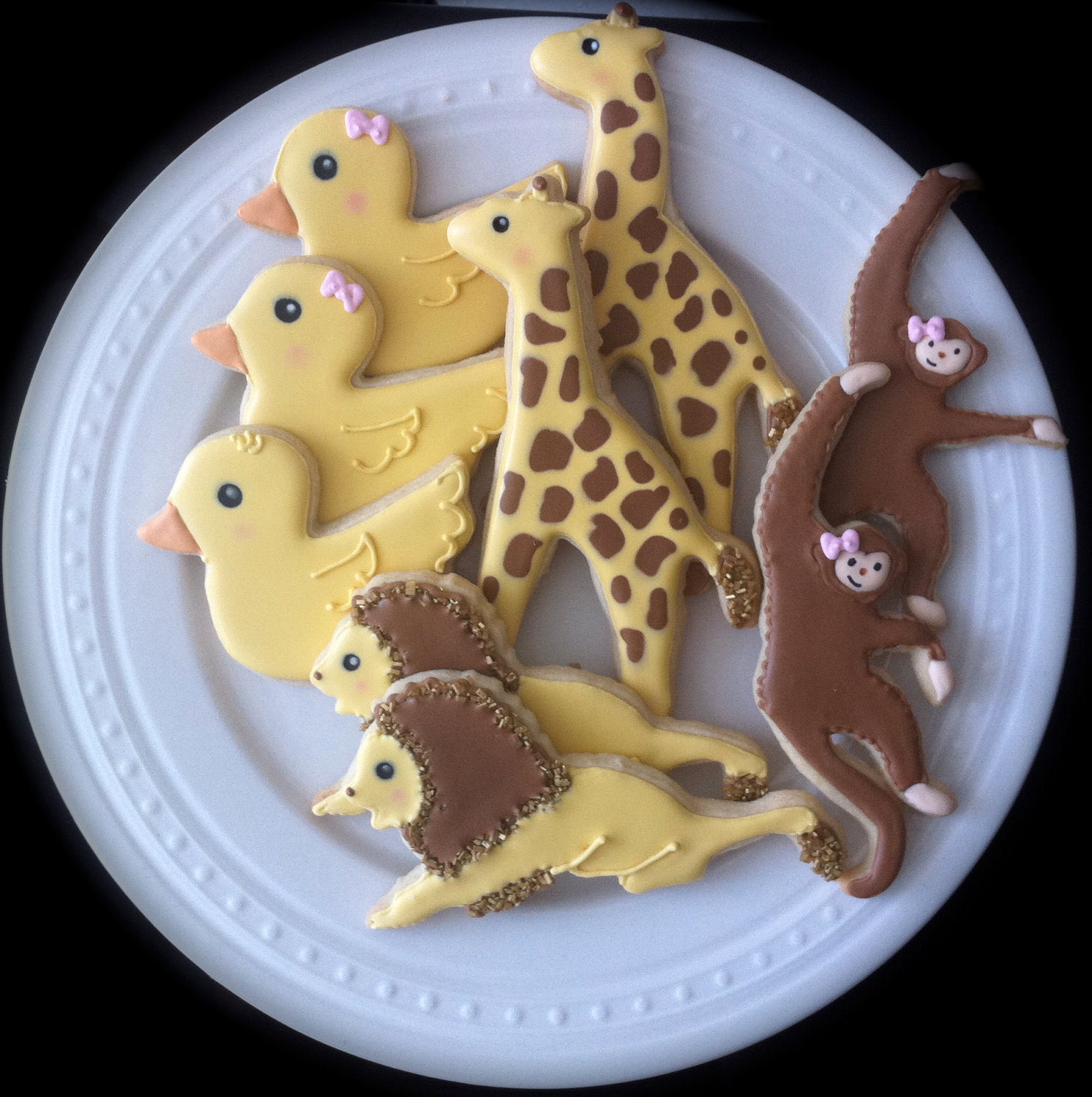 Baby Zoo Animals Decorated Cookies- Perfect for your shower, noah's ark theme party