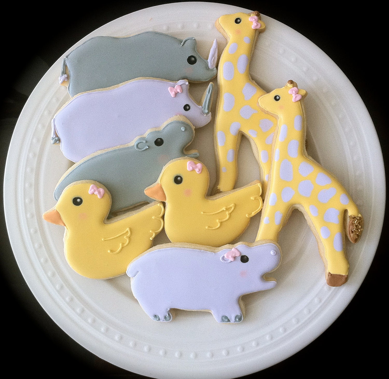 Baby Zoo Animals Decorated Cookies- Perfect for your shower, noah's ark theme party