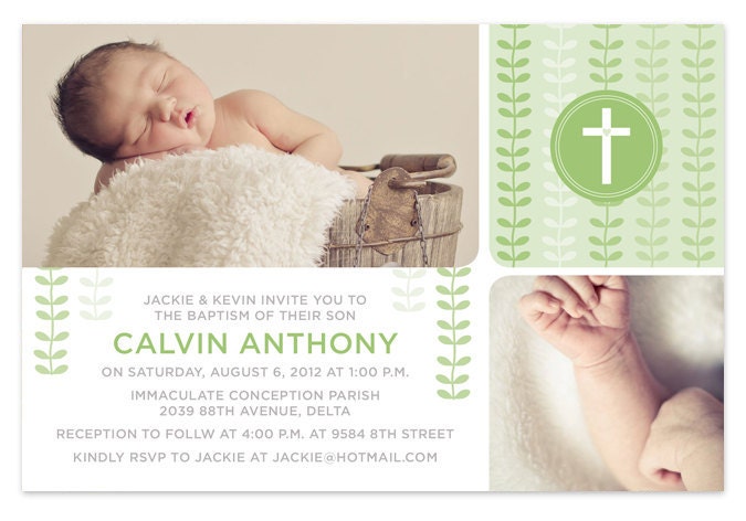 Baby Boy Baptism Invite / Christening Invitation with Photo