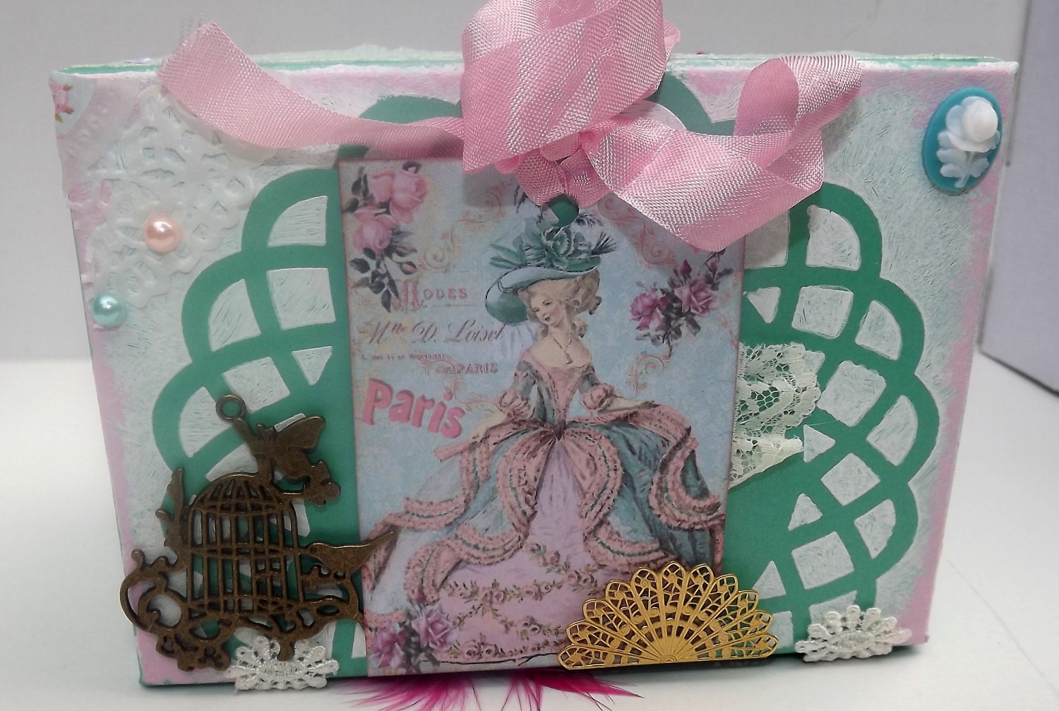 Vintage French Marie Antoinette jewellery box, keepsake box, trinket box
