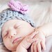 Baby girl Easter Hat, Beanie gray and pink flower Hat