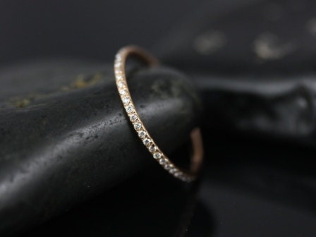 Priscilla14kt Rose Gold Ultra Thin Almost-All-Around Diamond Eternity Band