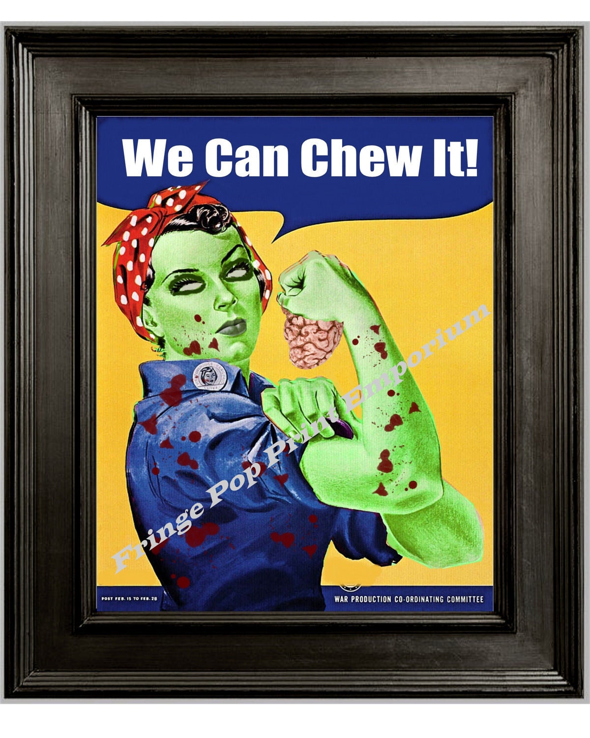 8x10 Art Print - Zombie Rosie the Riveter Feminist Icon Eats Brains