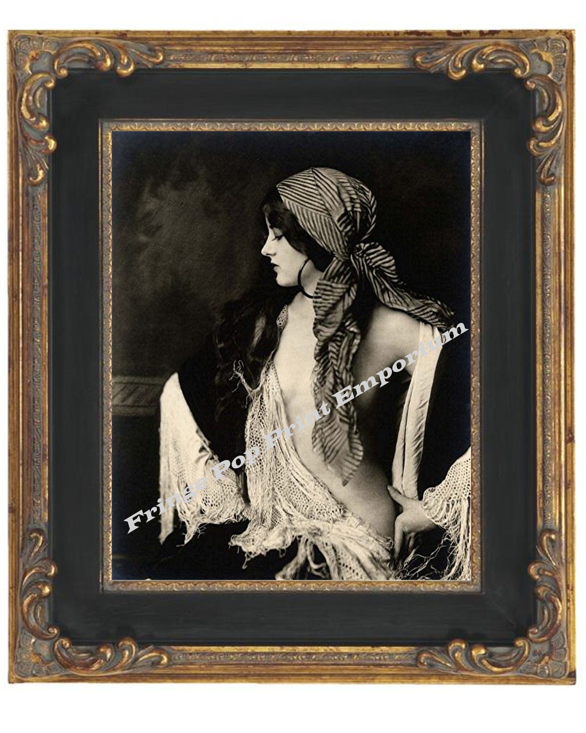 8x10 Art Print - Gypsy Flapper Art Nouveau Profile Shot